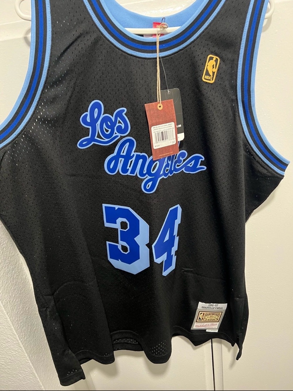Mitchell & Ness Los Angeles Lakers Black with Blue #34 Retro Basketball Jersey